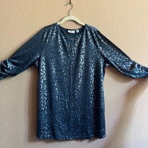 Susan Graver Teal Blue Blouse. 1X. Like New